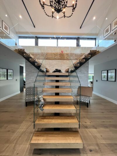 Steel and glass staircase
