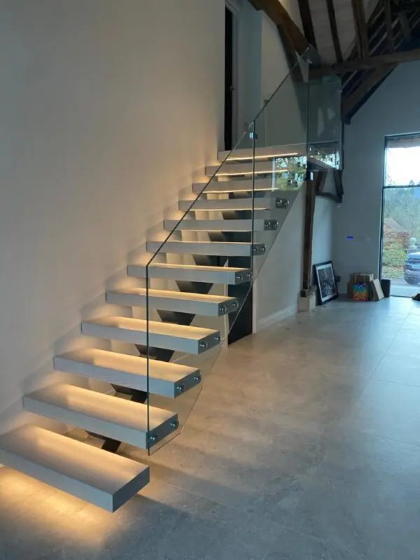 Light oak central spine staircase