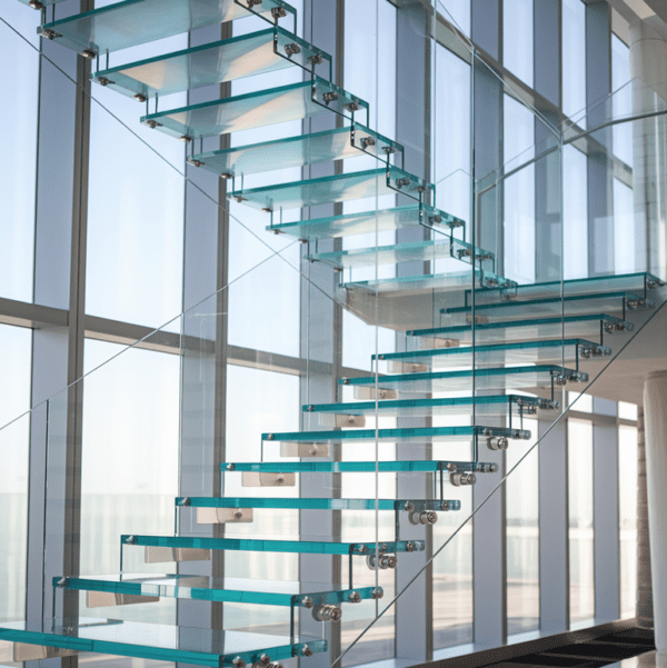 Glass tread stairs