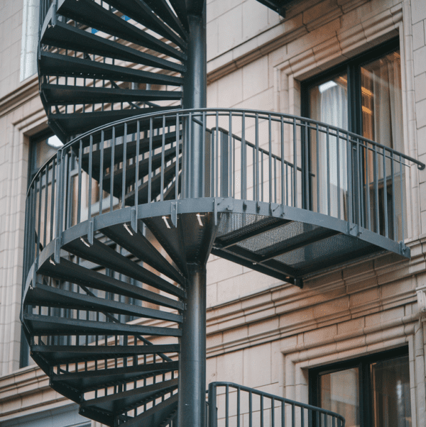 Spiral fire escape for hotels