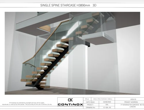 Central Spine Staircase — 77 Kensington Gardens, London W2