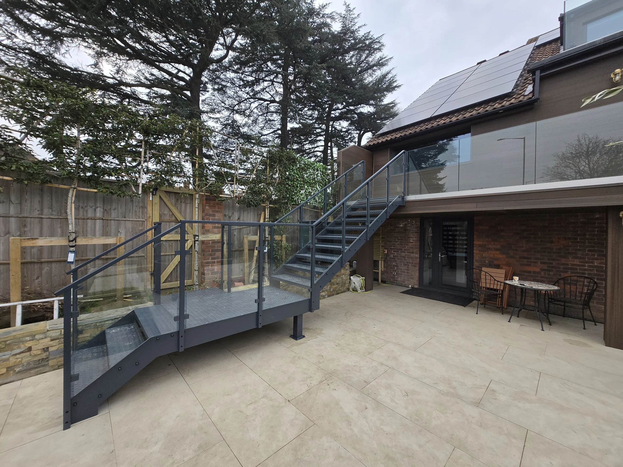 Modern external steel staircase for residential building
